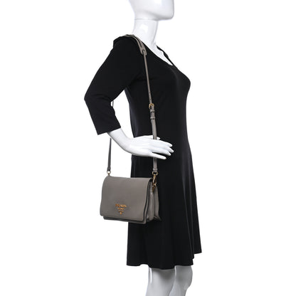 Prada Vitello Daino Flap Crossbody Argilla 2 of 8
