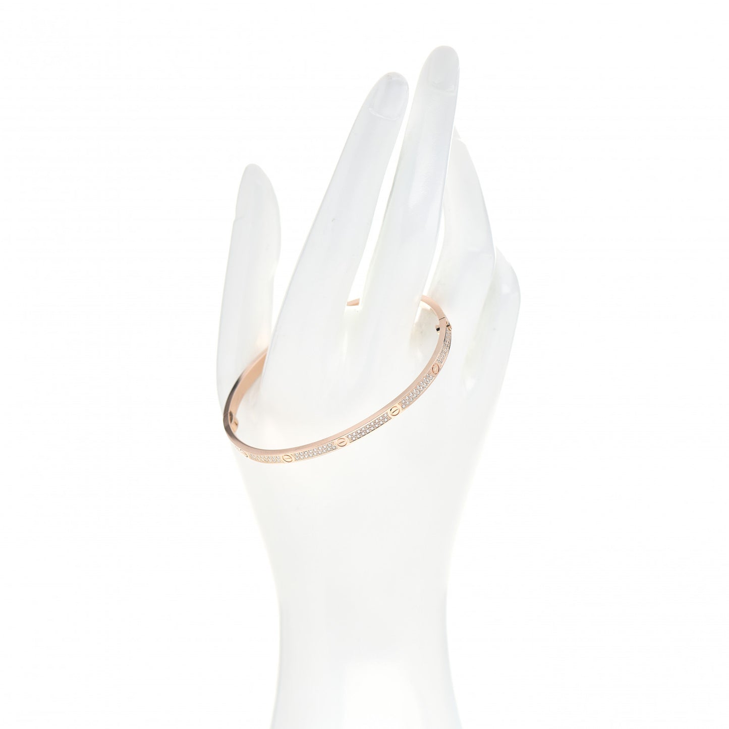 18K Pink Gold Diamond Small LOVE Paved Bracelet 19