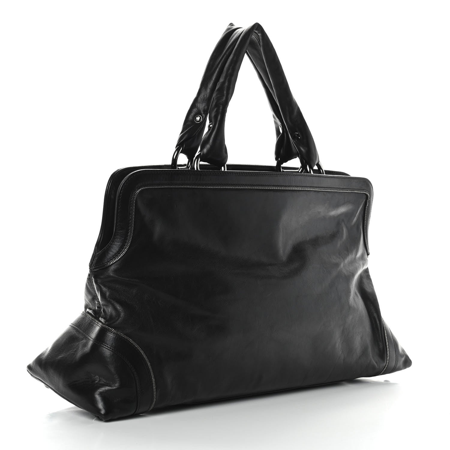 Chanel Lambskin East West Soho Shopper Black 3 of 9