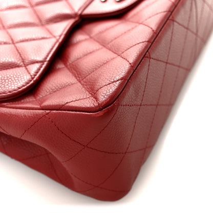 Chanel Caviar Quilted Jumbo Single Flap Dark Red 12 of 14