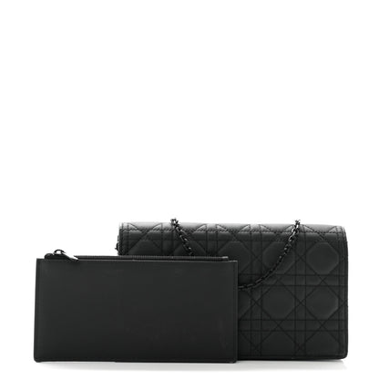 Christian Dior Ultra Matte Calfskin Cannage Lady Dior Clutch Black 3 of 14