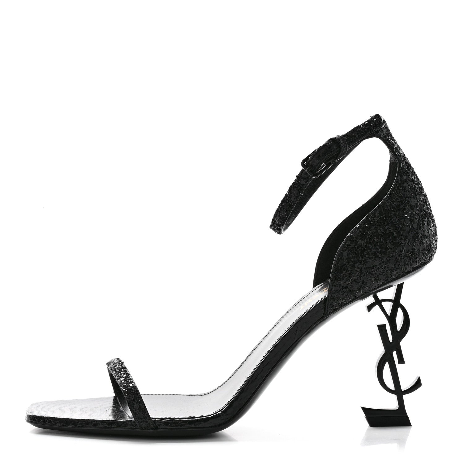 Saint Laurent Glitter Opyum 85 Sandals 39 Black 1 of 13