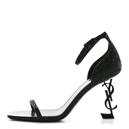 Saint Laurent Glitter Opyum 85 Sandals 39 Black 1 of 13