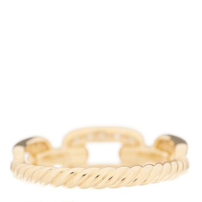 David Yurman 18K Yellow Gold Diamond 7mm Stax Chain Link Ring 54 7 2 of 3