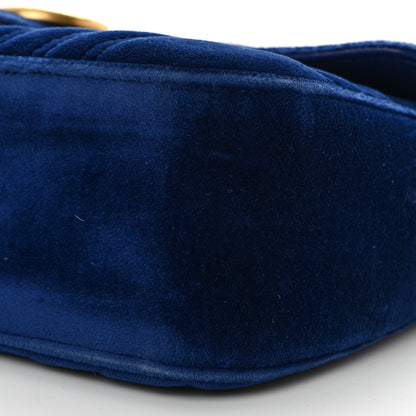 Gucci Velvet Matelasse Medium GG Marmont Shoulder Bag Cobalt Blue 10 of 14