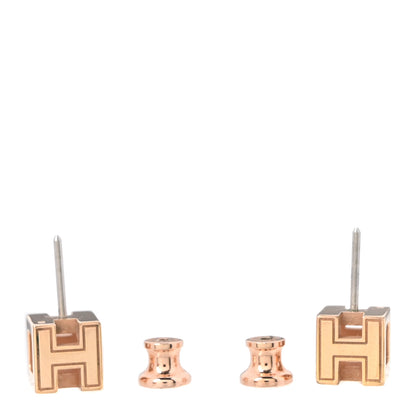 Hermes Gold Lacquered Cage d'H Earrings Ecru 3 of 5