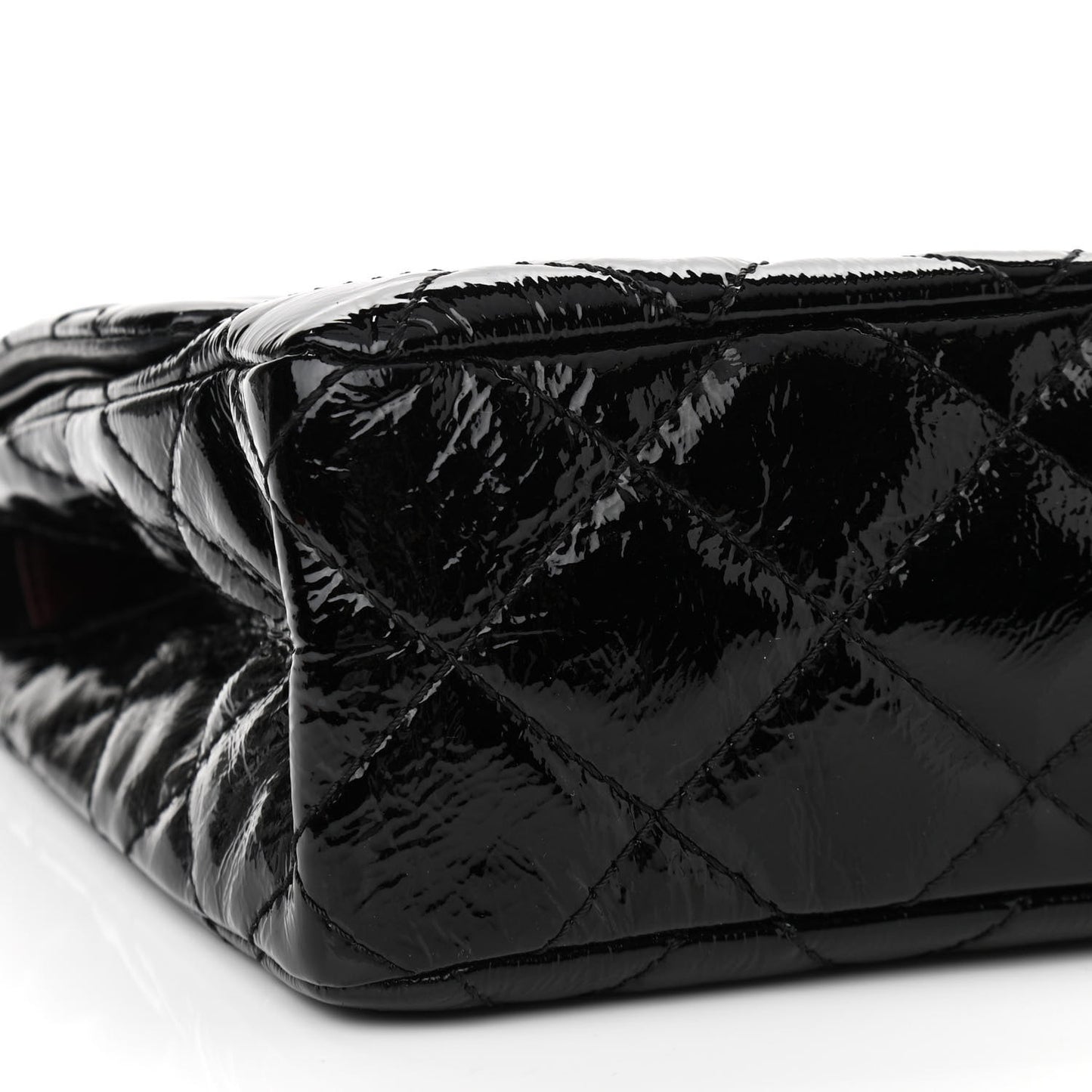 Distressed Patent Quilted 2.55 Reissue 227 Flap Black
