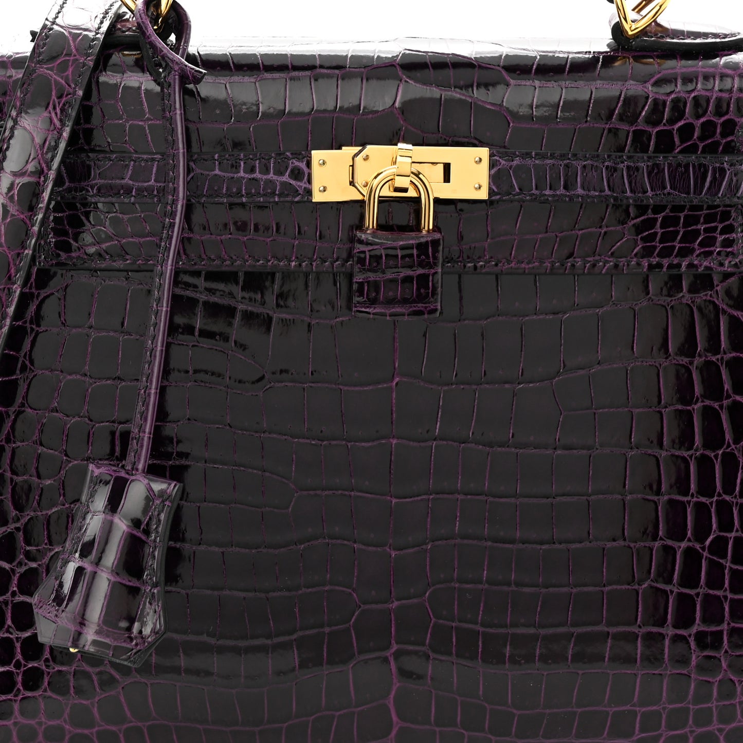 Shiny Porosus Crocodile Kelly Sellier 25 Amethyst