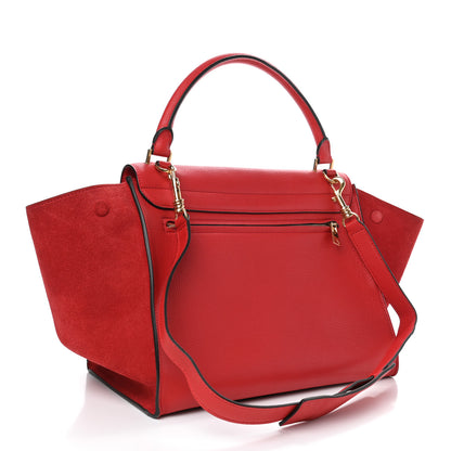 Celine Drummed Calfskin Suede Medium Trapeze Coquelicot 2 of 4