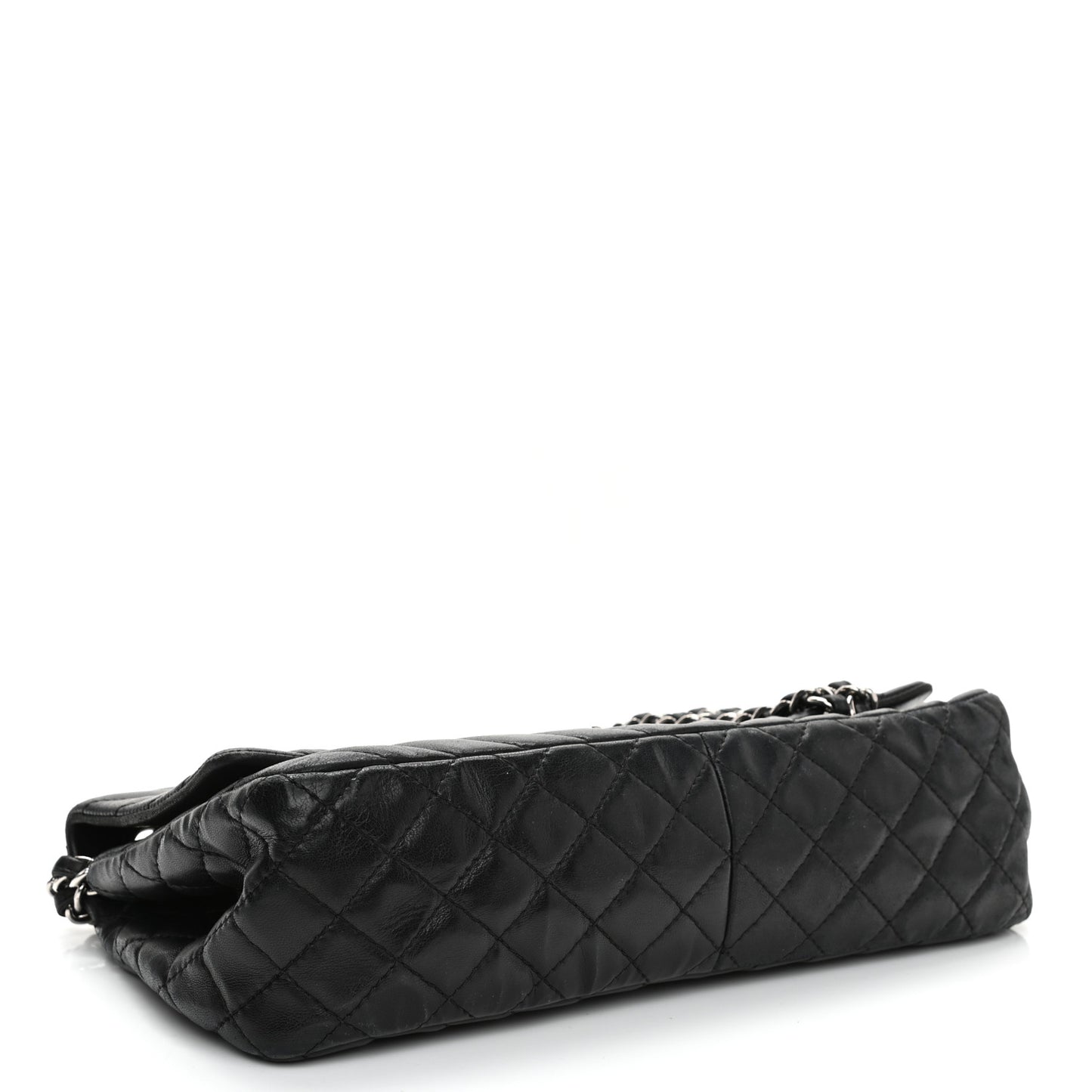 Lambskin Chevron Quilted Single Flap Black