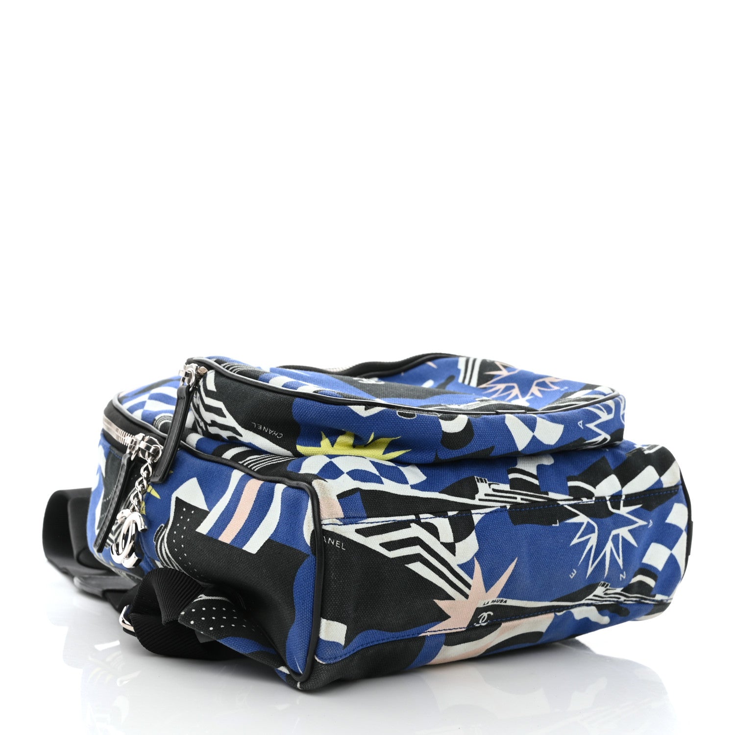 Chanel Canvas Cruise La Pausa Print Backpack Blue Black 4 of 10