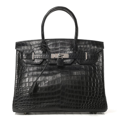 Hermes Matte Niloticus Crocodile Birkin 30 Black 1 of 43