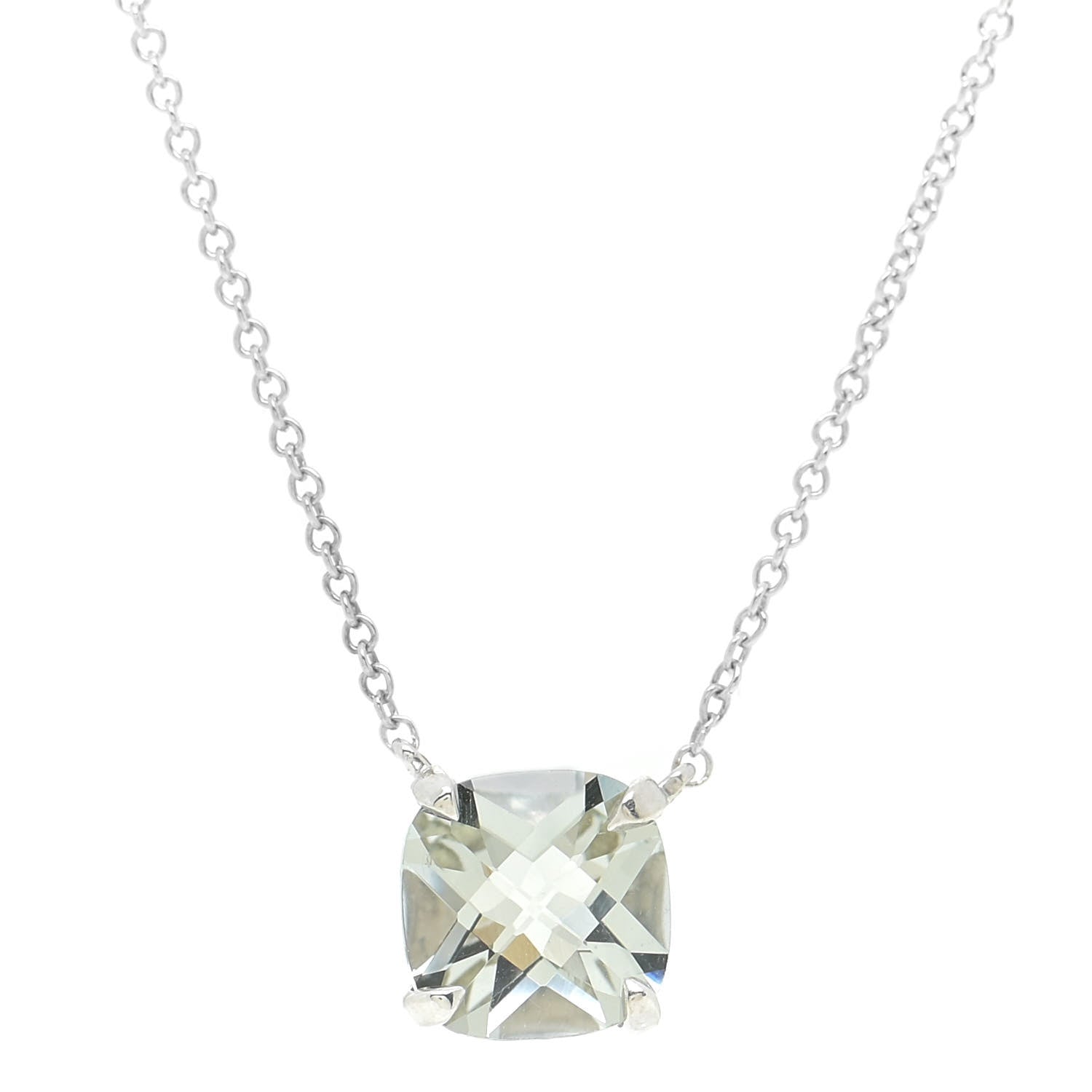 Tiffany Sterling Silver Prasiolite Sparklers Pendant Necklace 4 of 5