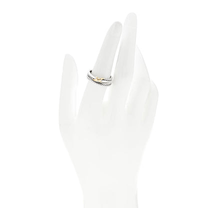 David Yurman Sterling Silver 18K Yellow Gold 6mm X Crossover Ring 54 7 2 of 4