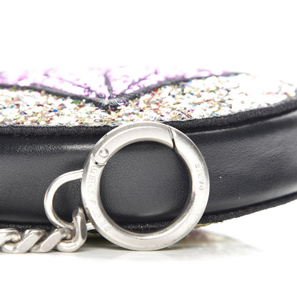 Saint Laurent Calfskin Glitter Circular Zip Pouch Multicolor Black 8 of 9