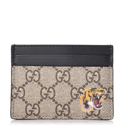 Gucci GG Supreme Monogram Tiger Print Card Holder Black 1 of 6