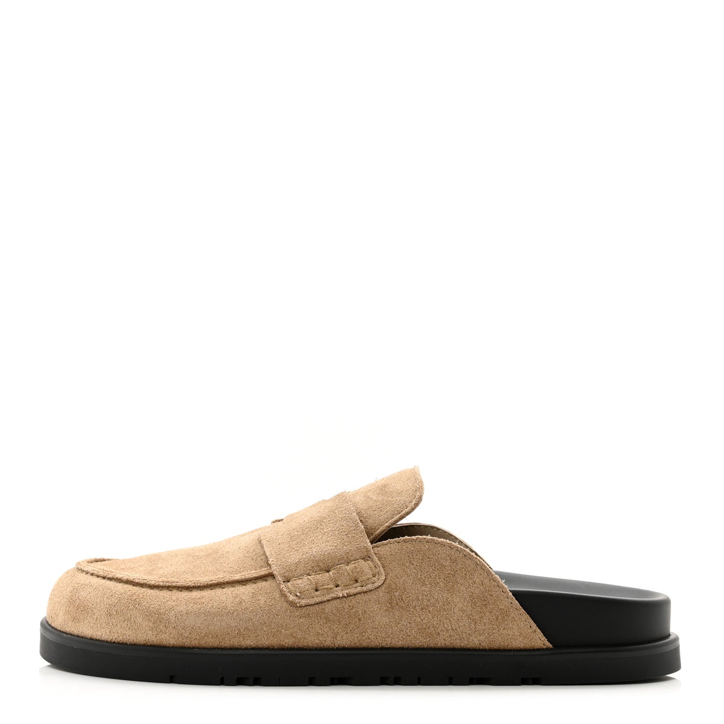 Suede Calfskin Mens Go Mules 36 Beige Argile