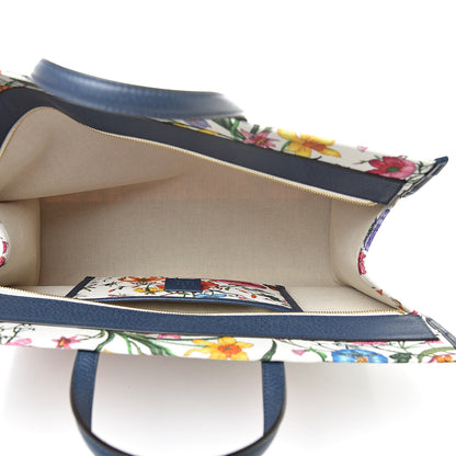 Gucci Canvas Large Flora Tote Navy Multicolor 5 of 10