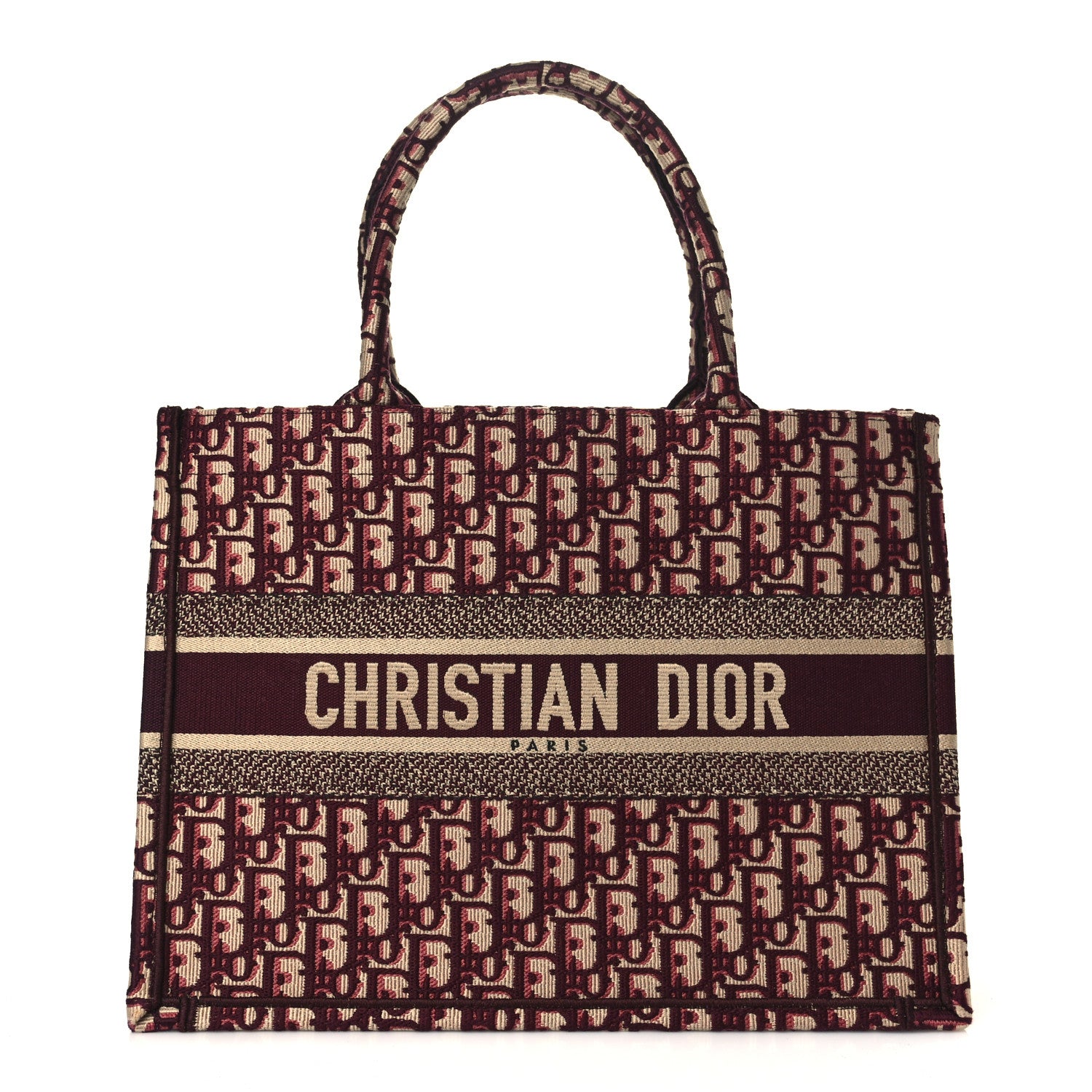 Christian Dior Oblique Medium Book Tote Burgundy Multicolor 1 of 8