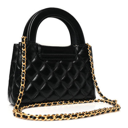 Chanel Shiny Aged Calfskin Quilted Nano Kelly Shopper Black 2 of 11