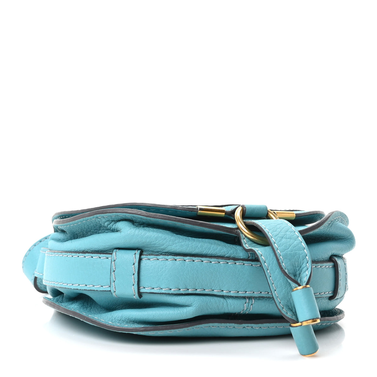 Calfskin Mini Marcie Round Crossbody Bag Faded Blue