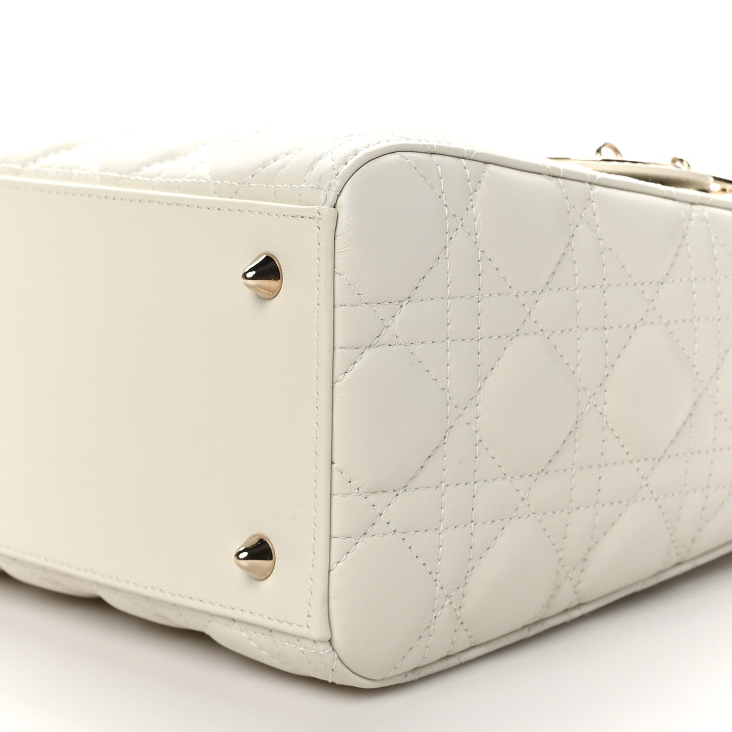 Christian Dior Lambskin Cannage Medium Lady Dior Ivory 10 of 10