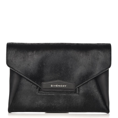 Givenchy Calf Hair Smooth Calfskin Medium Antigona Envelope Clutch Black 1 of 7