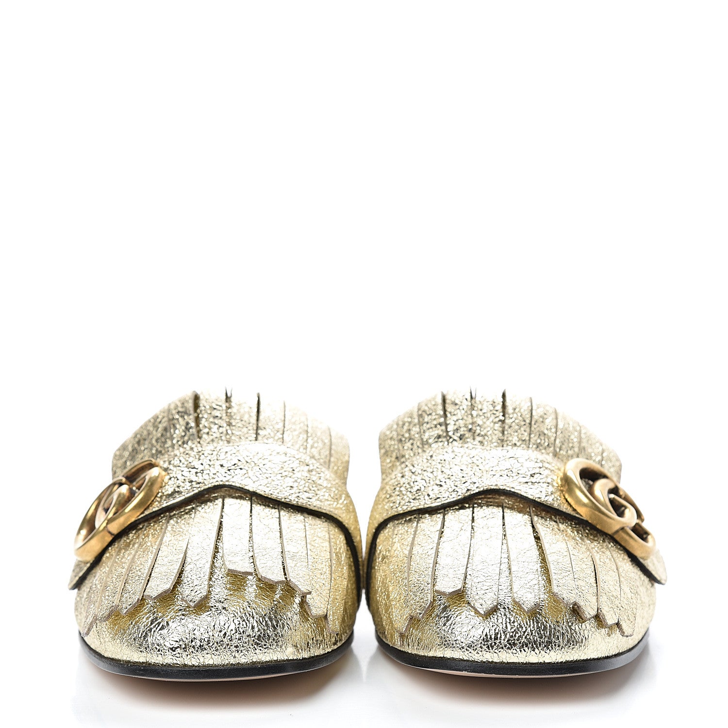 Gucci Galassia Womens GG Marmont Fringe Slippers 39.5 Platino 2 of 11