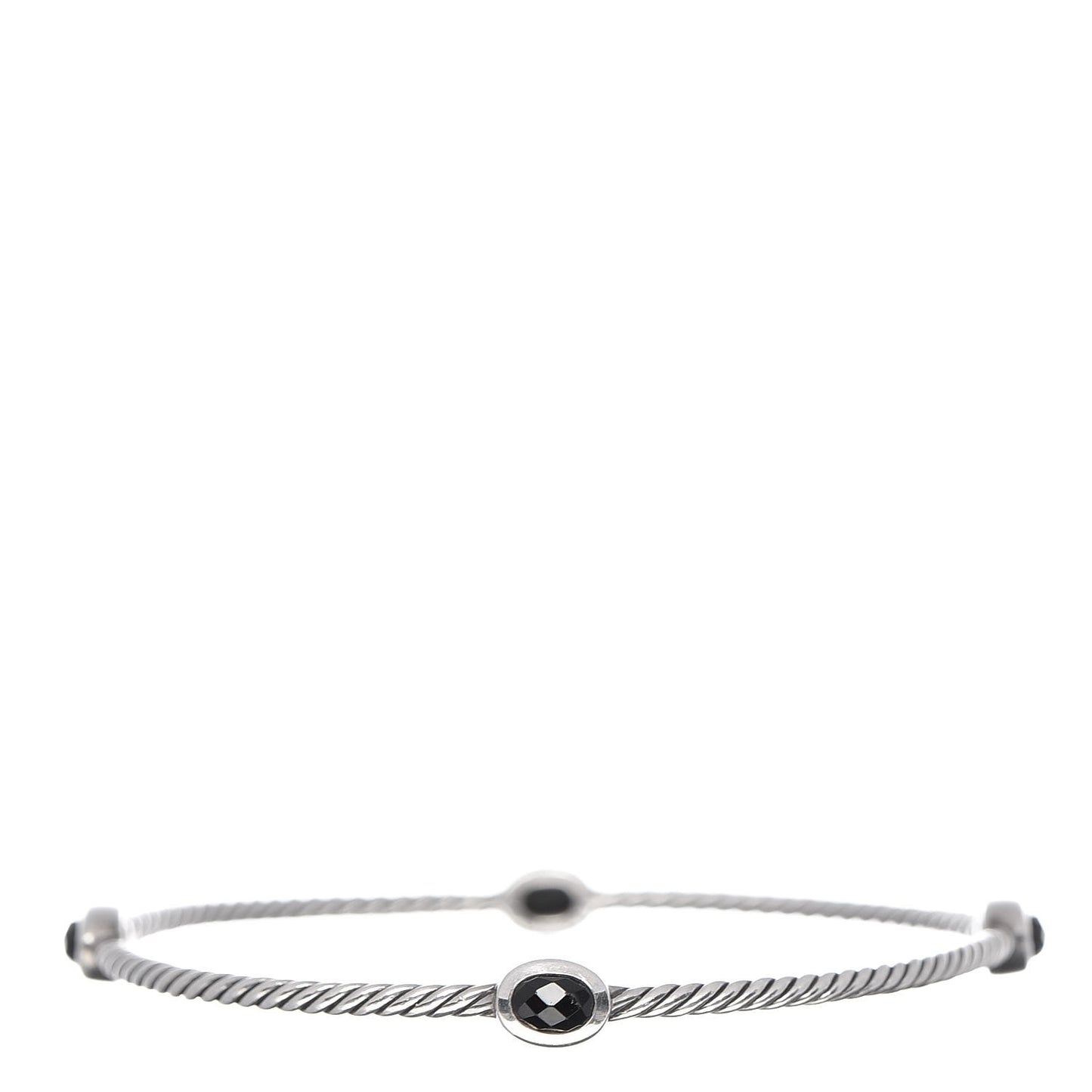 Sterling Silver Color Classics 4 Station Bangle Bracelet Black Onyx