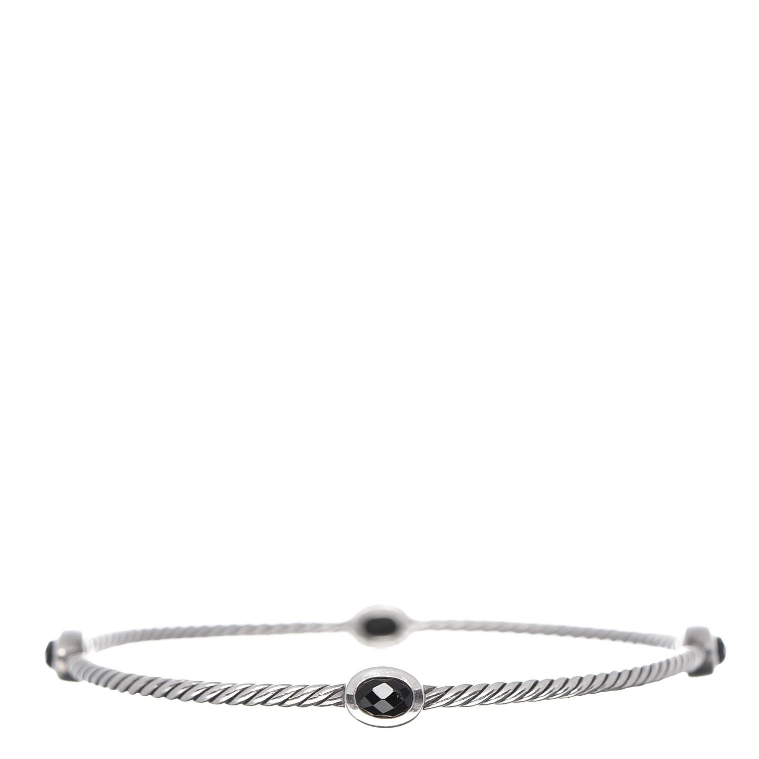 David Yurman Sterling Silver Color Classics 4 Station Bangle Bracelet Black Onyx 1 of 3