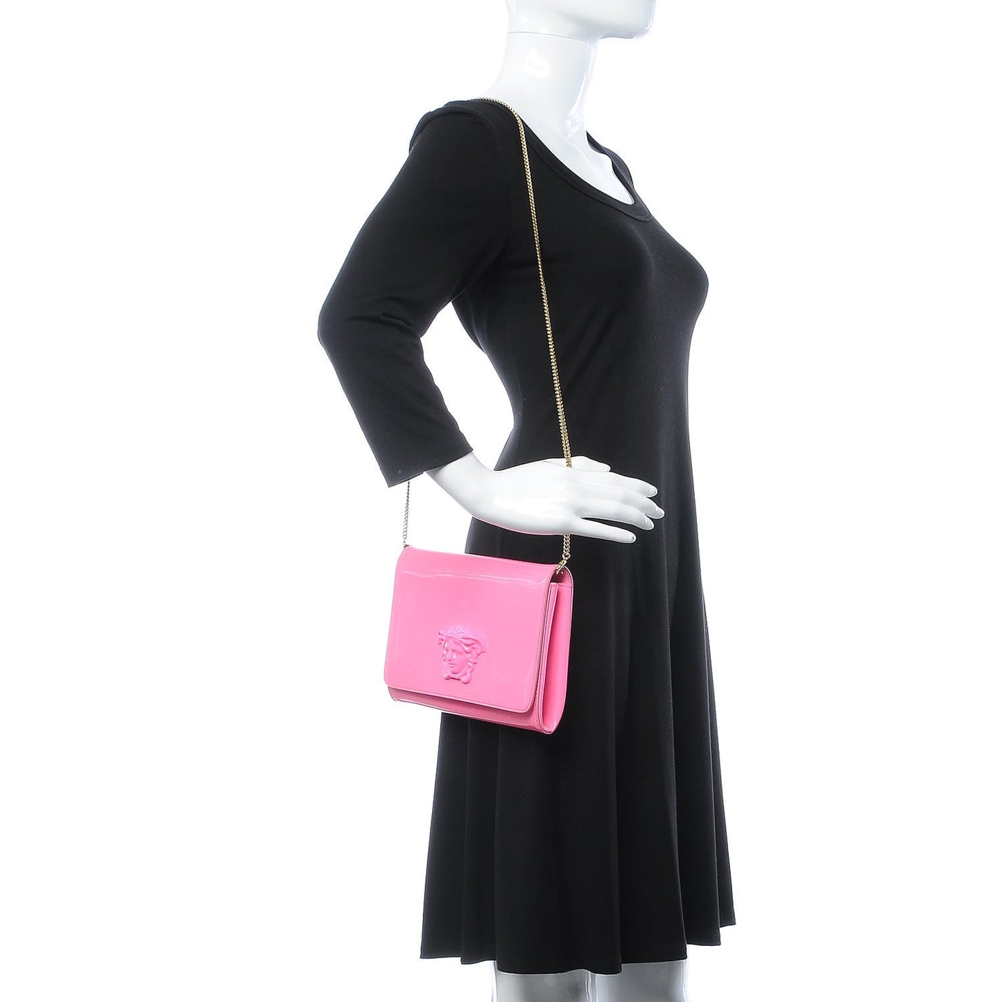 Patent Palazzo Medusa Chain Evening Bag Pink