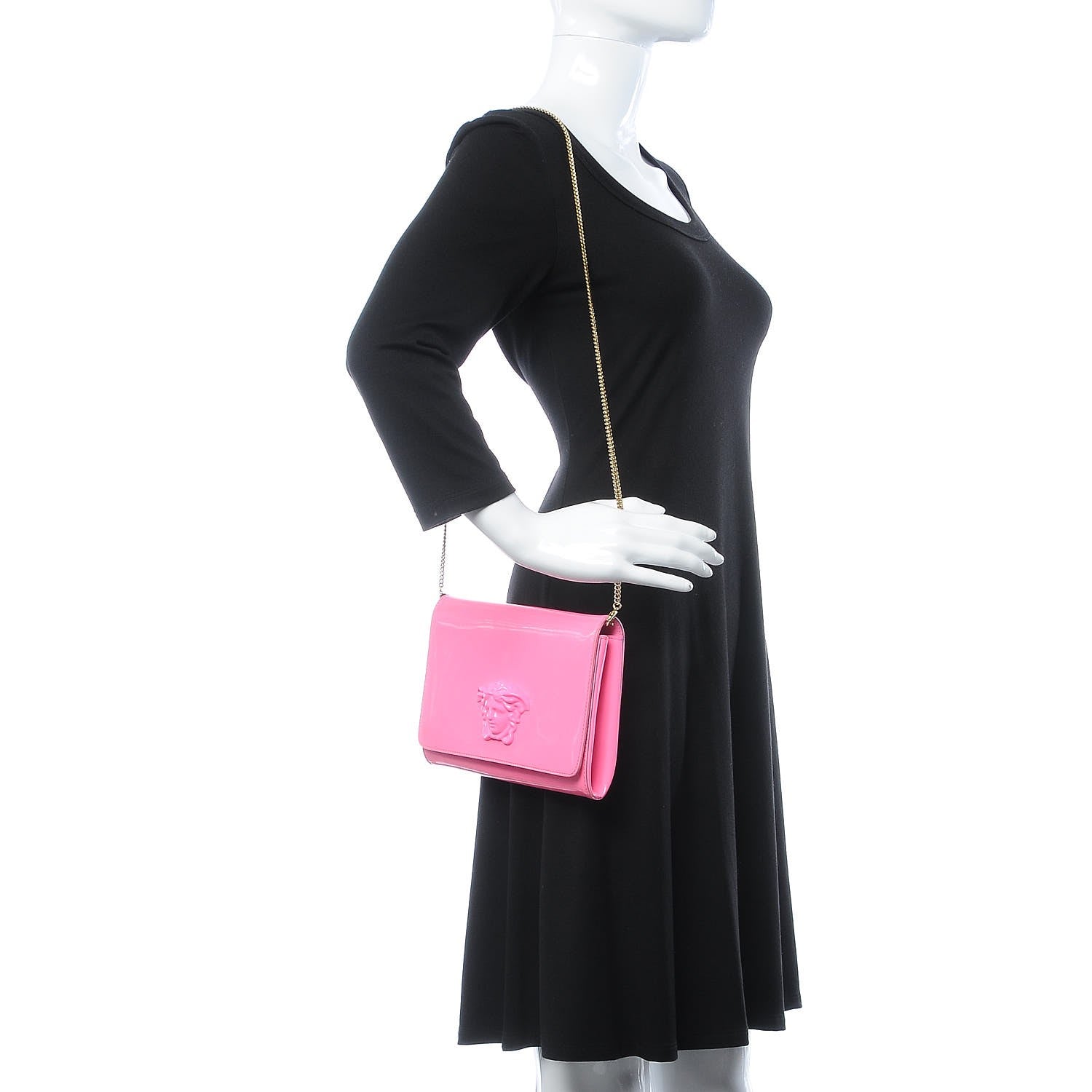 Versace Patent Palazzo Medusa Chain Evening Bag Pink 2 of 15