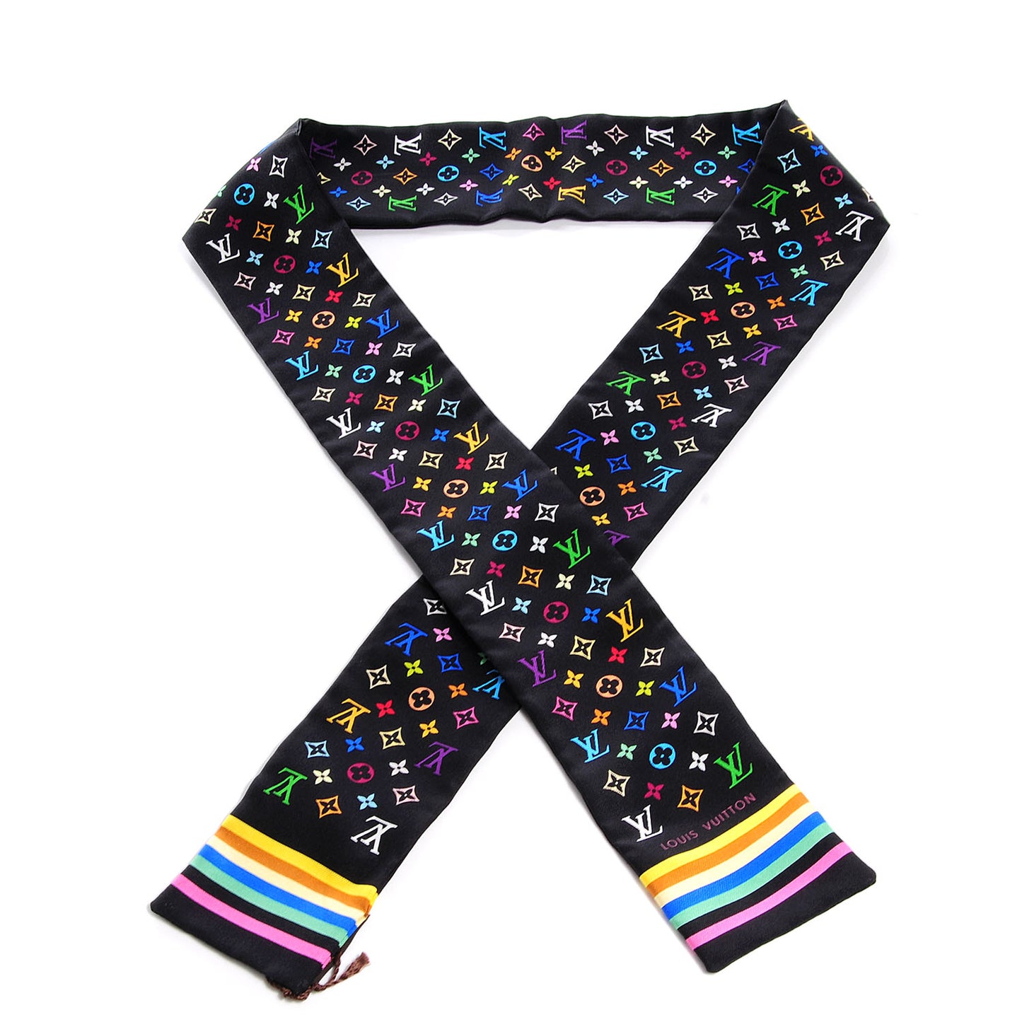 Silk Monogram Multicolor Bandeau Black