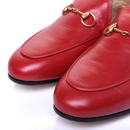Gucci Malaga Kid Fur Womens Jordaan Loafers 38 Hibiscus Red Natural 10 of 11