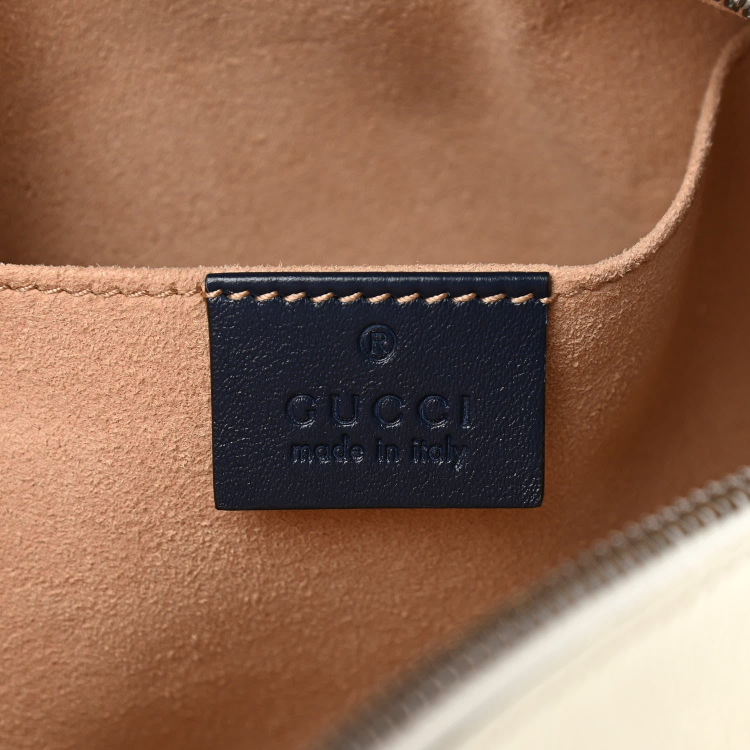 Gucci Vintage Effect Calfskin Matelasse Diagonal Small Torchon GG Marmont Chain Shoulder Bag Mystic White Blue Agata 6 of 10