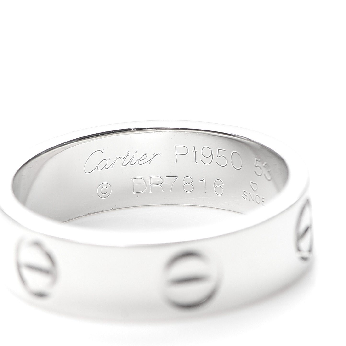 Platinum 5.5mm LOVE Ring 53 6.25
