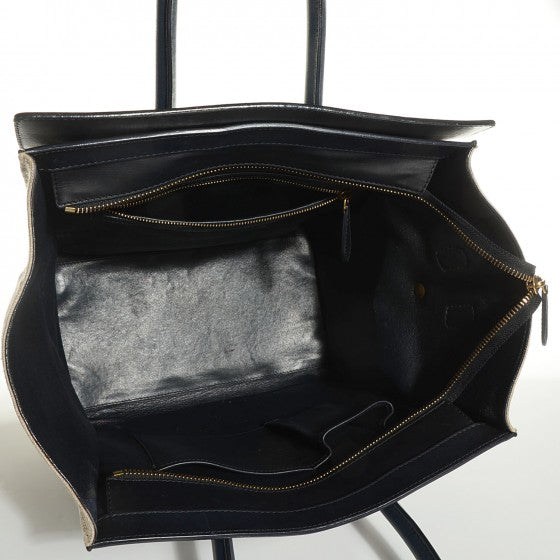 Celine Smooth Calfskin Linen Mini Tri-Color Luggage Black Khaki Navy 5 of 14