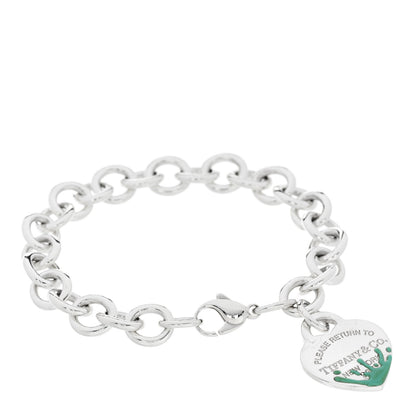 Tiffany Sterling Silver Enamel Return to Tiffany Color Splash Heart Tag Bracelet Blue 1 of 3