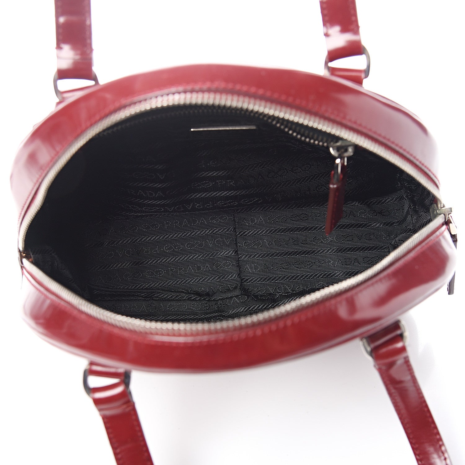 Prada Spazzolato Print Bowling Bag Rosso 4 of 13