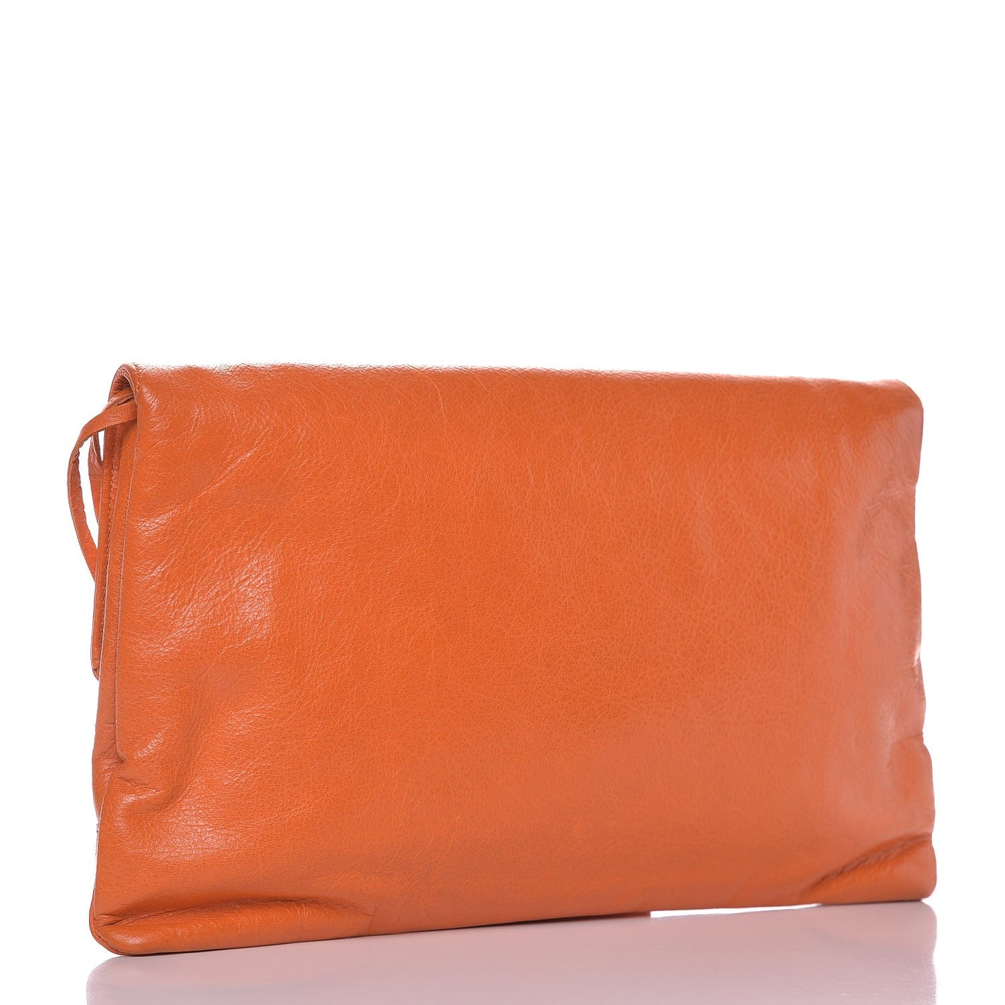 Agneau Classic Hardware Envelope Clutch Tangerine