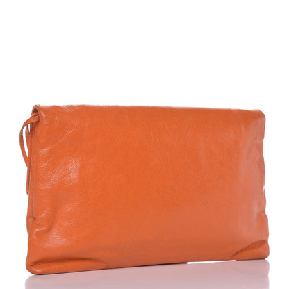 Balenciaga Agneau Classic Hardware Envelope Clutch Tangerine 3 of 9
