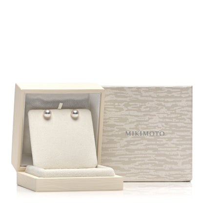 Mikimoto 18K White Gold Akoya Pearl 8mm Stud Earrings 5 of 5