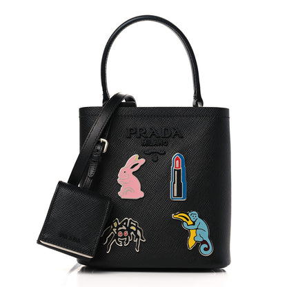Prada Saffiano Smalto Small Panier Bucket Bag Black 1 of 8