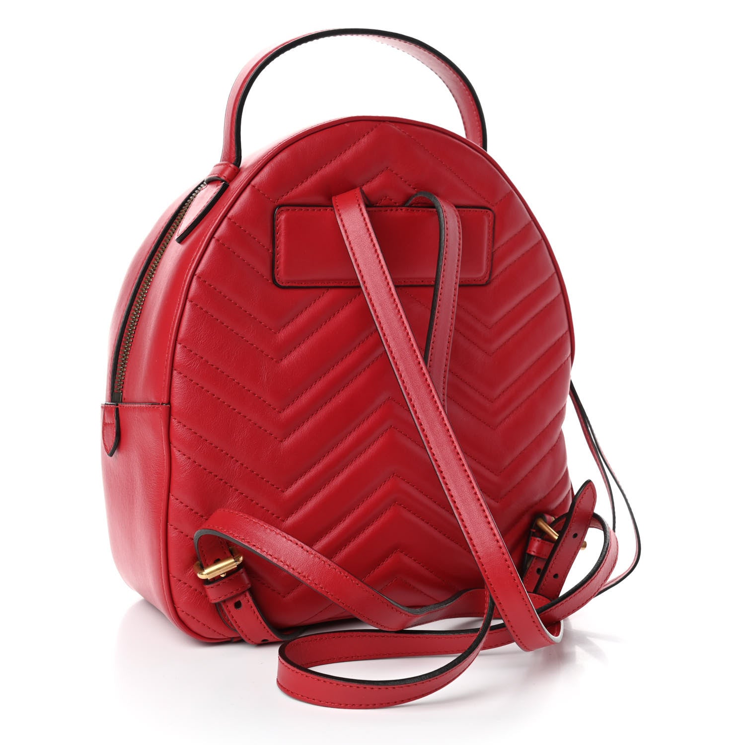 Gucci Calfskin Matelasse GG Marmont Dome Backpack Hibiscus Red 2 of 6
