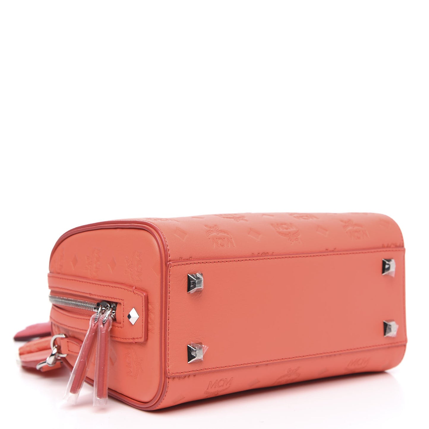 Calfskin Ottomar Monogram Essential Boston Bag Hot Coral