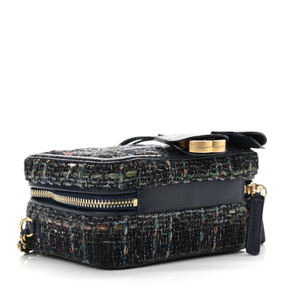 Chanel Tweed Snakeskin Quilted Small CC Filigree Vanity Case Navy Multicolor 3 of 10