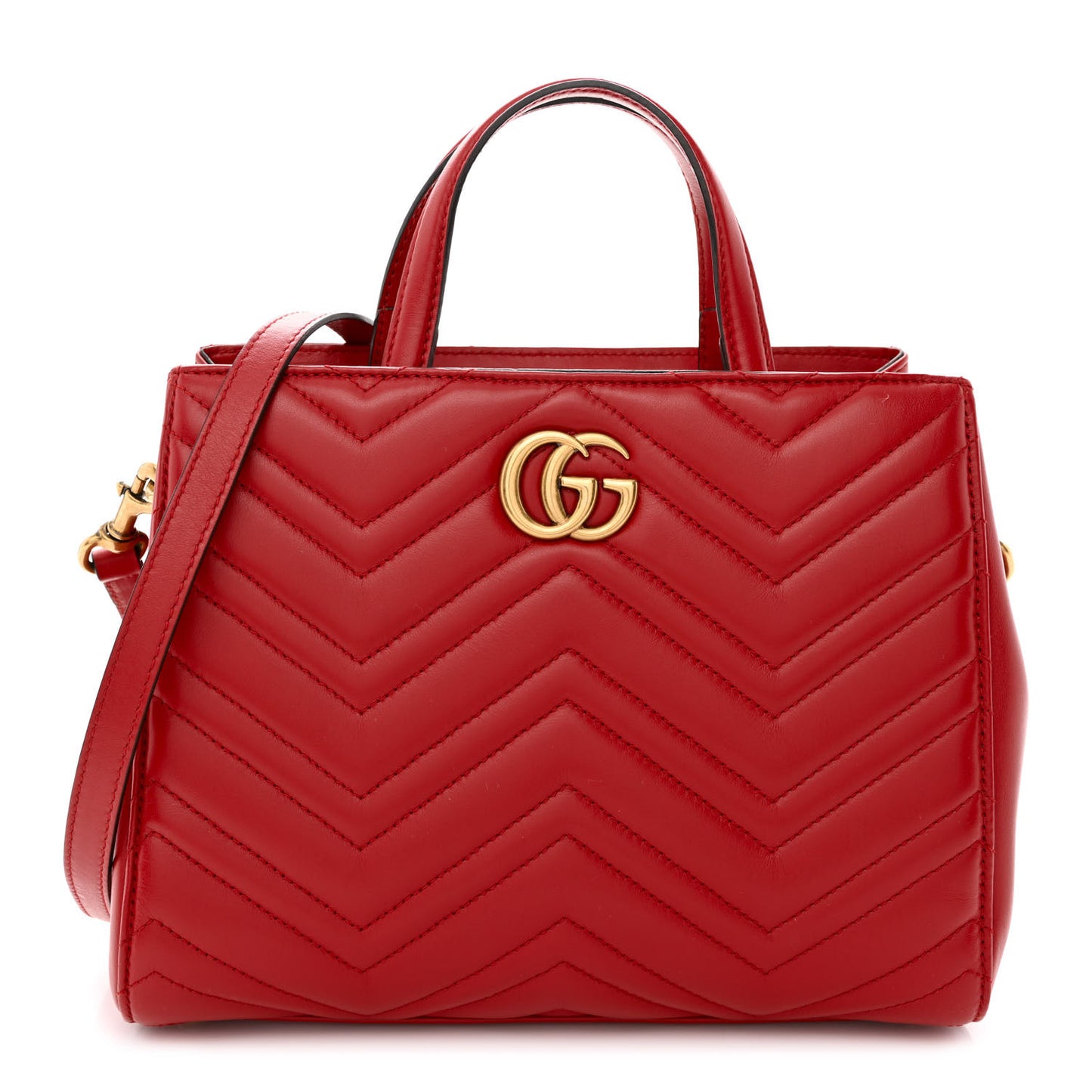 Calfskin Matelasse Small GG Marmont Tote Hibiscus Red