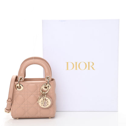 Christian Dior Lambskin Cannage Micro Lady Dior Rose Des Vents 10 of 10