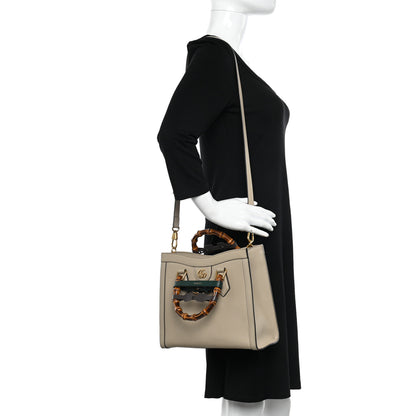Gucci Textured Dollar Calfskin Web Small Diana Tote Bag Oatmeal Vintage Green 2 of 11