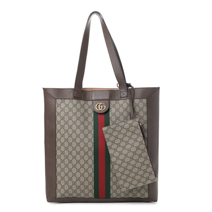 Gucci GG Supreme Monogram Web Large Ophidia Vertical Shopping Tote Brown 1 of 5